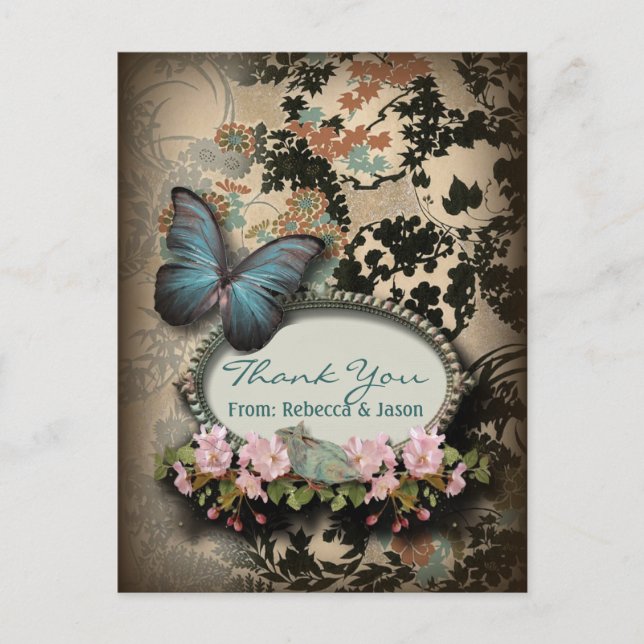 Carte Postale Bohême Botanique papillon Paris nuptiale (Devant)