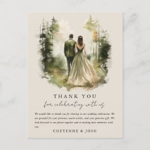 Carte Postale Bohême Merci bohème de la forêt d'aquarelle enchan