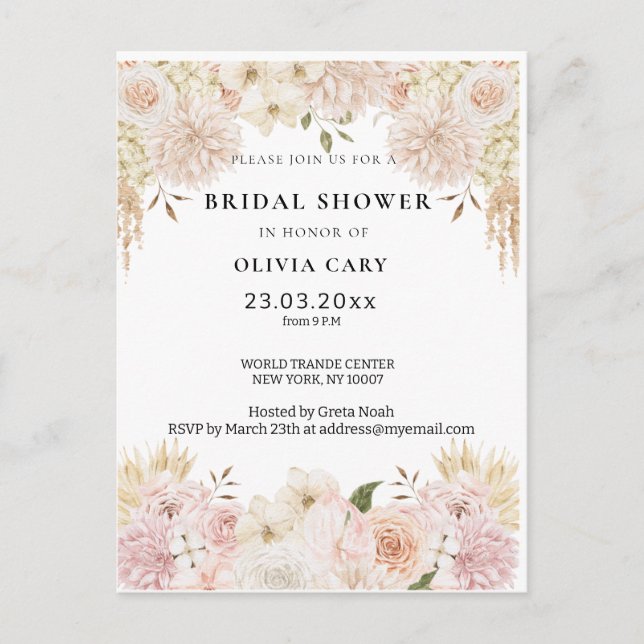 Carte Postale Bohemian Chic Mariage floral (Devant)