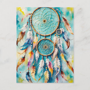 Carte Postale Boho American Indian Dream Catcher, aquarelle