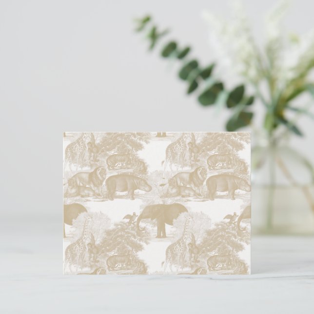 Carte Postale Boho Beige Jungle Animaux Safari Chinoiserie (Debout devant)