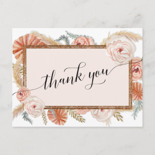 Carte Postale Boho Blanc Élégant Floral Tropical Palm Pampas