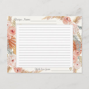 Carte Postale Boho Blush Floral Terrain Recettes de verdure trop