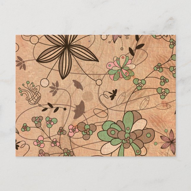 Carte Postale Boho Bohemian Retro Colorful Floral Flowers (Devant)