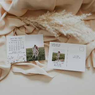 Carte Postale Boho Calendrier Fleur sauvage Enregistrer la photo