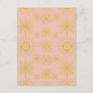 Carte Postale Boho Celestial Sun Stars Motif rose