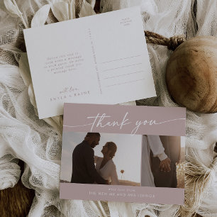 Carte Postale Boho Chic Dusty Rose rose Mariage Merci photo
