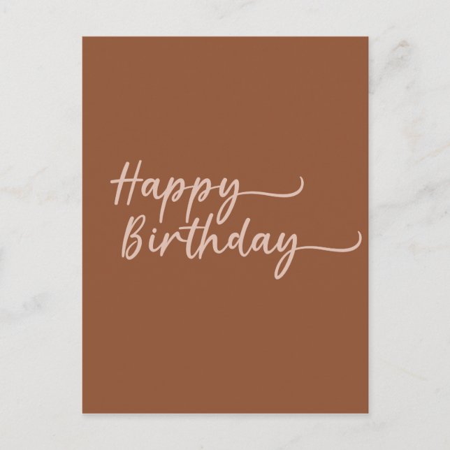 Carte Postale Boho Eté Brun Terracotta Tendance Joyeux Anniversa (Devant)
