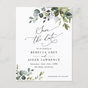 Carte Postale Boho Eucalyptus Verdure Mariage Enregistrer la dat