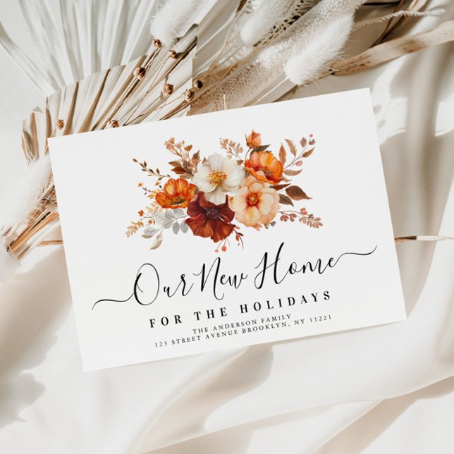 Carte Postale Boho fleurs d'automne Nouvelle adresse (Créateur téléchargé)