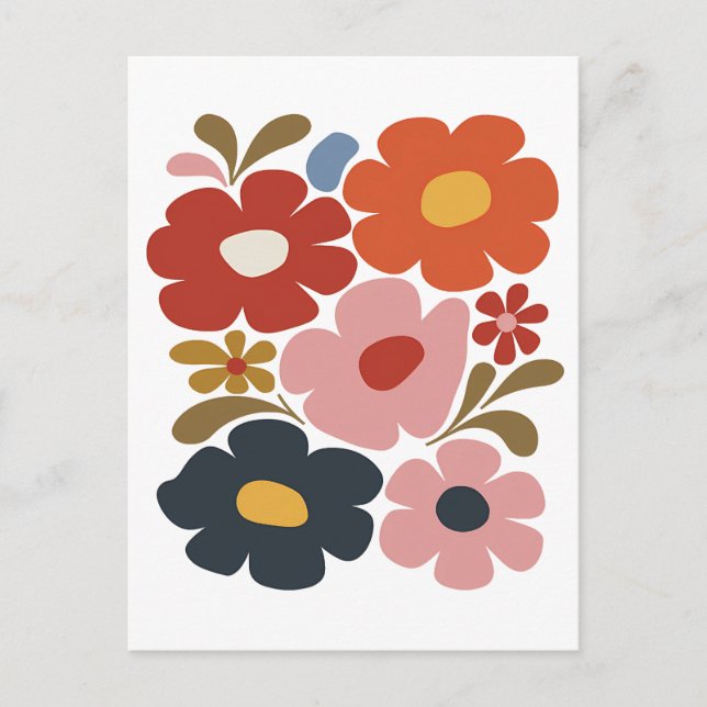Carte Postale Boho Floral Moderne du milieu du siècle (Devant)