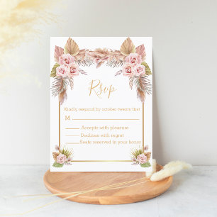 Carte Postale boho floral or tropical script rsvp mariage