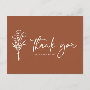 Carte Postale Boho Minimaliste Botaniques Terracotta Merci