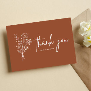 Carte Postale Boho Minimaliste Remerciements de Mariage en Terra
