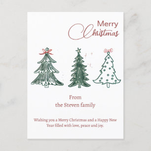 Carte Postale Boho moderne Noël Arbres Décor Vacances