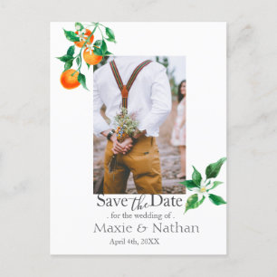 Carte Postale Boho Orange Blossom Enregistrer la date Photo QR C