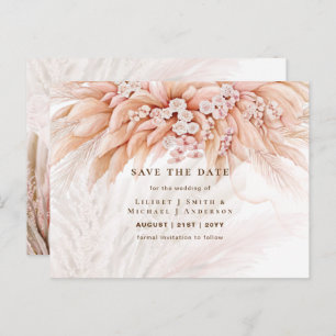 Carte Postale BOHO Pampas Grass Floral Mariage Enregistrer La Da
