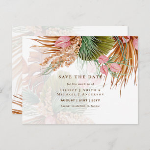 Carte Postale BOHO Pampas Grass Floral Mariage Enregistrer La Da