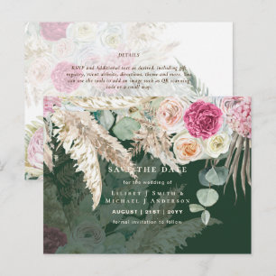 Carte Postale BOHO Pampas Grass Floral Mariage Enregistrer La Da