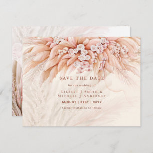 Carte Postale BOHO Pampas Grass Floral Mariage Enregistrer La Da