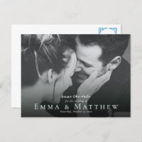 Boho Photo Save the Date with Marocain Blue Tile