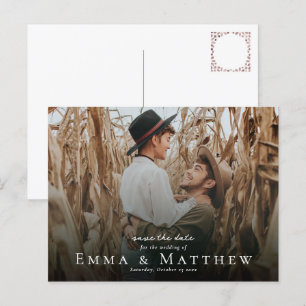 Carte Postale Boho Photo Save the Date with Marocain Brown Tile