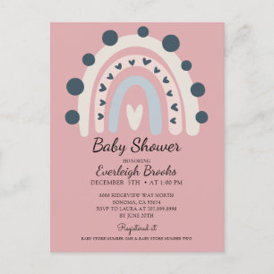 Carte Postale Boho Rainbow Rose Girl Baby shower Invitation