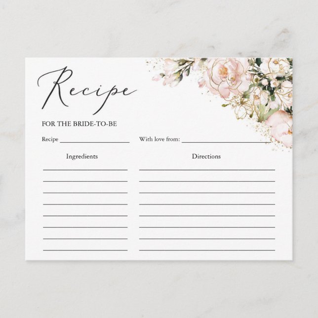 Carte Postale Boho rose vif golf floral recette de douche nuptia (Devant)