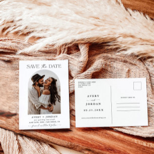 Carte Postale Boho Save the Date, photo minimaliste Enregistrer