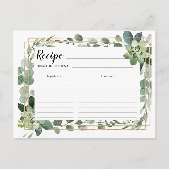 Carte Postale Boho succulent recette de recettes de la végétatio (Devant)