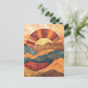 Carte Postale Boho Sunset Over Mountains - Paysage Rétro