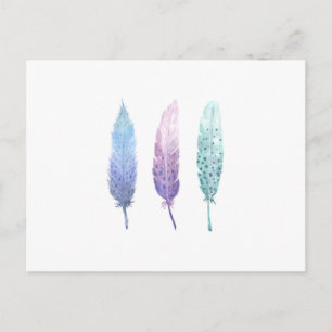 Carte Postale Boho Watercolor Feather Trio