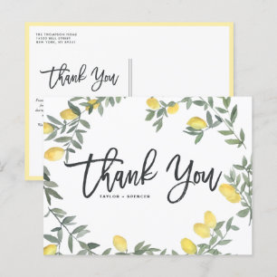 Carte Postale Boho Watercolor Lemon Wreath Mariage d'été