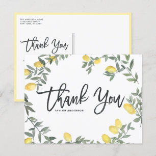 Carte Postale Boho Watercolor Lemon Wreath Merci