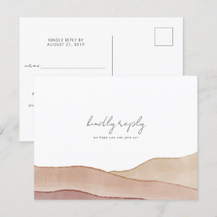 Carte Postale Boho Watercolor Mariage Abstrait RSVP