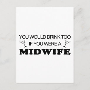 Carte Postale Boire aussi - sage-femme