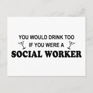 Carte Postale Boire aussi - Travailleur social