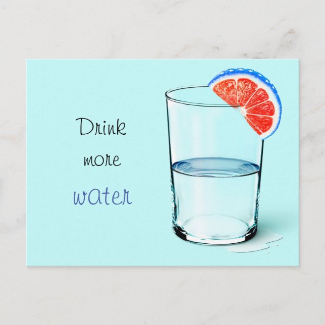 Carte Postale Boire plus d'eau / Verre d'eau (Devant)