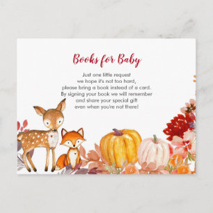Carte Postale  Bois Automne Floral Aquarelle Bébé Livres insert