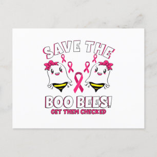 Carte Postale Bois Bees Sensibilisation au cancer du sein Ruban 
