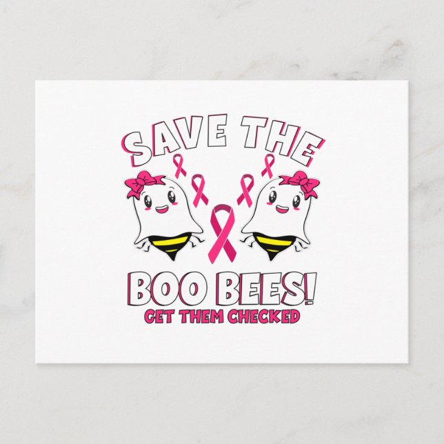 Carte Postale Bois Bees Sensibilisation au cancer du sein Ruban  (Devant)