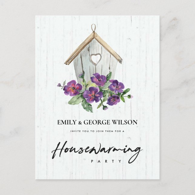 CARTE POSTALE BOIS BOIS FLORALE BIRD HOUSE PARTI RÉCHAUFFEMENT (Devant)