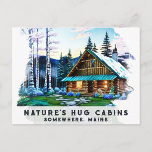 Carte Postale *~* Bois Cabine Stream AP49 Peinture de neige