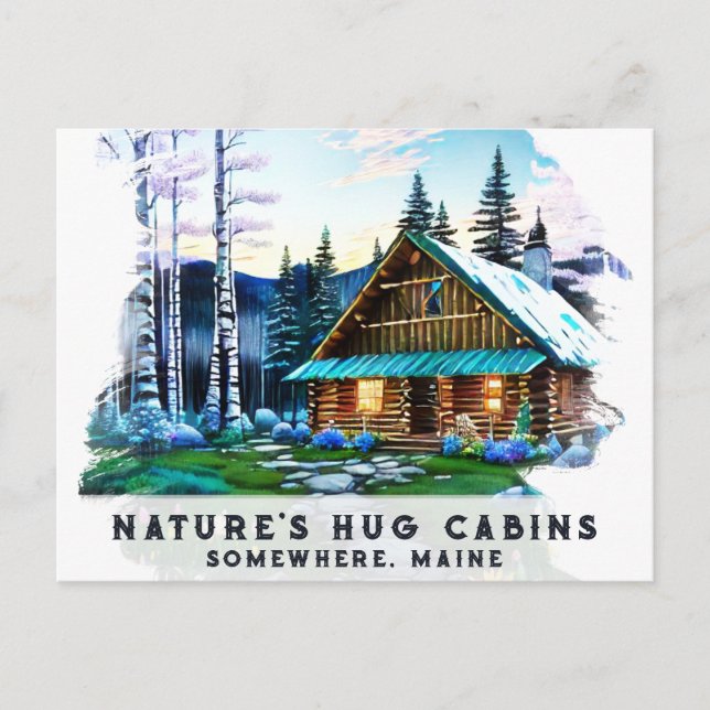Carte Postale *~* Bois Cabine Stream AP49 Peinture de neige (Devant)