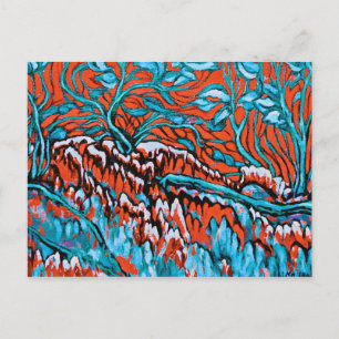Carte Postale Bois colorés rouges et bleus