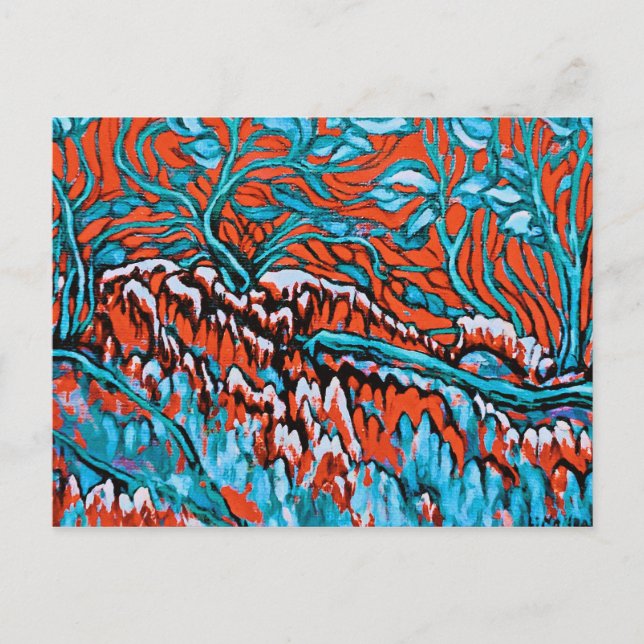 Carte Postale Bois colorés rouges et bleus (Devant)