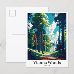 Carte Postale Bois de Vienne Autriche Illustration de voyage vin