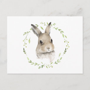 Carte Postale Bois Forêt Animal Aquarelle Bunny