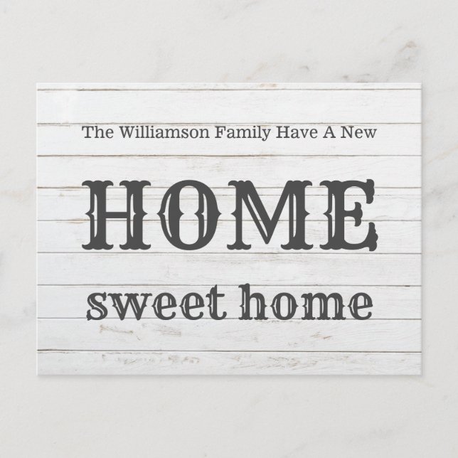 Carte Postale Bois Nouveau Accueil Sweet Home|Moving Faire-part (Devant)