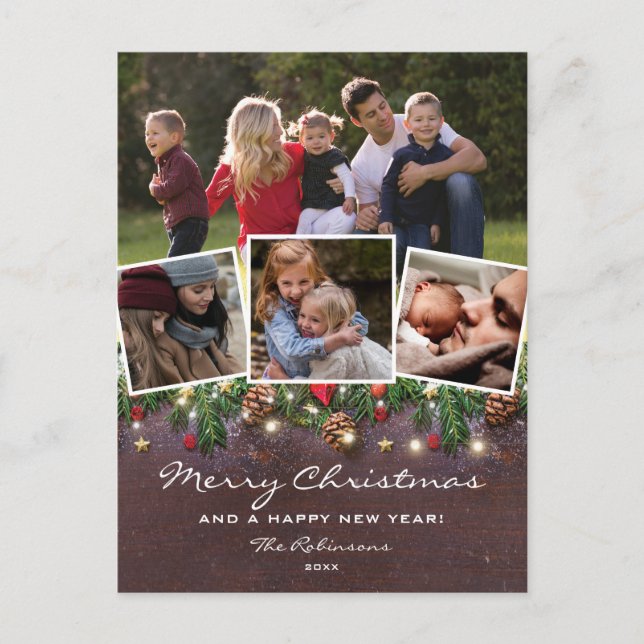 Carte Postale Bois rustique 4 vacances de Noël photo (Devant)